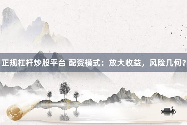 正规杠杆炒股平台 配资模式：放大收益，风险几何？