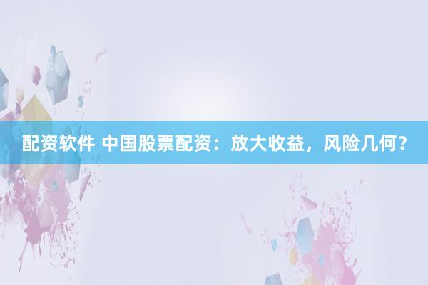 配资软件 中国股票配资：放大收益，风险几何？