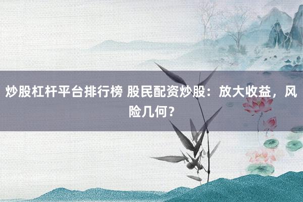 炒股杠杆平台排行榜 股民配资炒股：放大收益，风险几何？