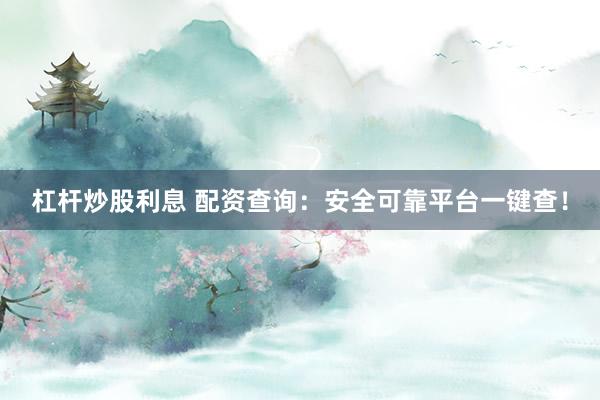 杠杆炒股利息 配资查询：安全可靠平台一键查！
