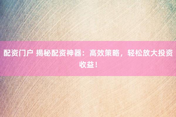 配资门户 揭秘配资神器：高效策略，轻松放大投资收益！