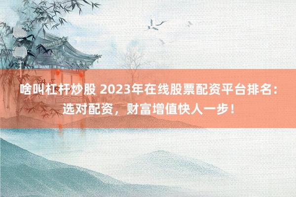 啥叫杠杆炒股 2023年在线股票配资平台排名：选对配资，财富增值快人一步！