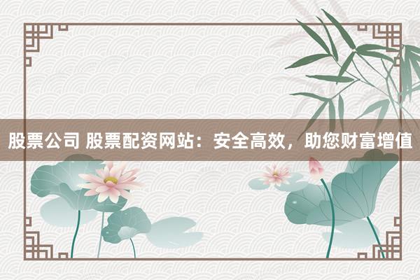 股票公司 股票配资网站：安全高效，助您财富增值