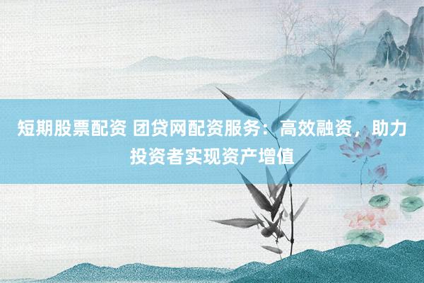 短期股票配资 团贷网配资服务：高效融资，助力投资者实现资产增值