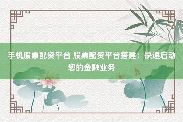 手机股票配资平台 股票配资平台搭建：快速启动您的金融业务