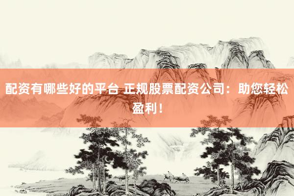 配资有哪些好的平台 正规股票配资公司:助您轻松盈利!