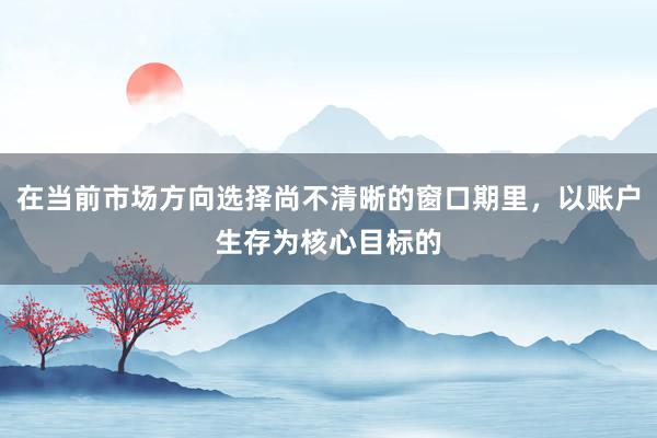在当前市场方向选择尚不清晰的窗口期里，以账户生存为核心目标的