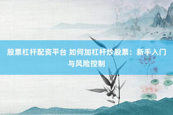 股票杠杆配资平台 如何加杠杆炒股票:新手入门与风险控制