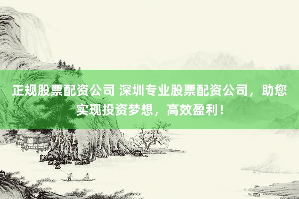 正规股票配资公司 深圳专业股票配资公司，助您实现投资梦想，高效盈利！
