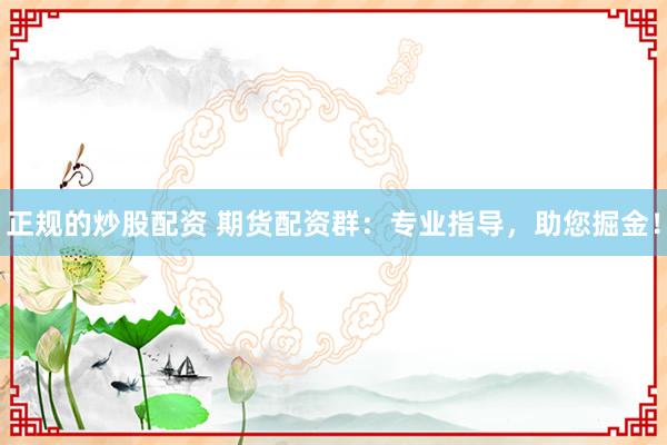 正规的炒股配资 期货配资群：专业指导，助您掘金！