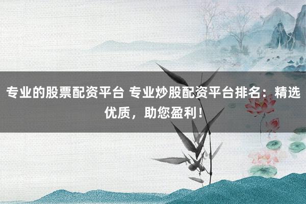 专业的股票配资平台 专业炒股配资平台排名：精选优质，助您盈利！