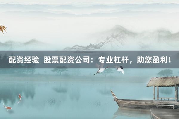 配资经验  股票配资公司：专业杠杆，助您盈利！